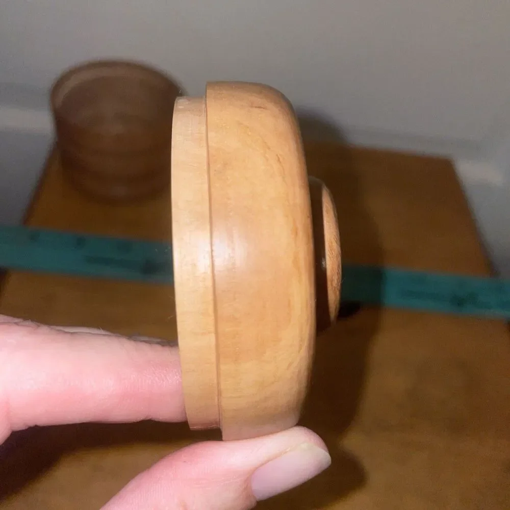 Wooden‎ Teak Container With Lid Salt Box Trinket Holder Treasure Keeper
